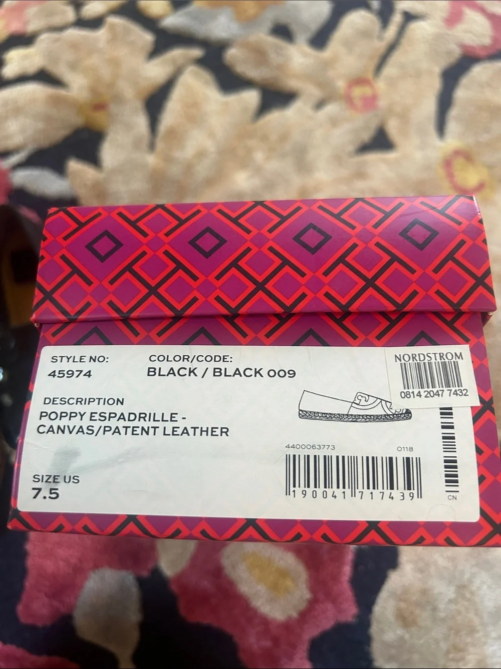 Tory Burch Poppy Black Espadrille Loafers with Patent Accents - Women